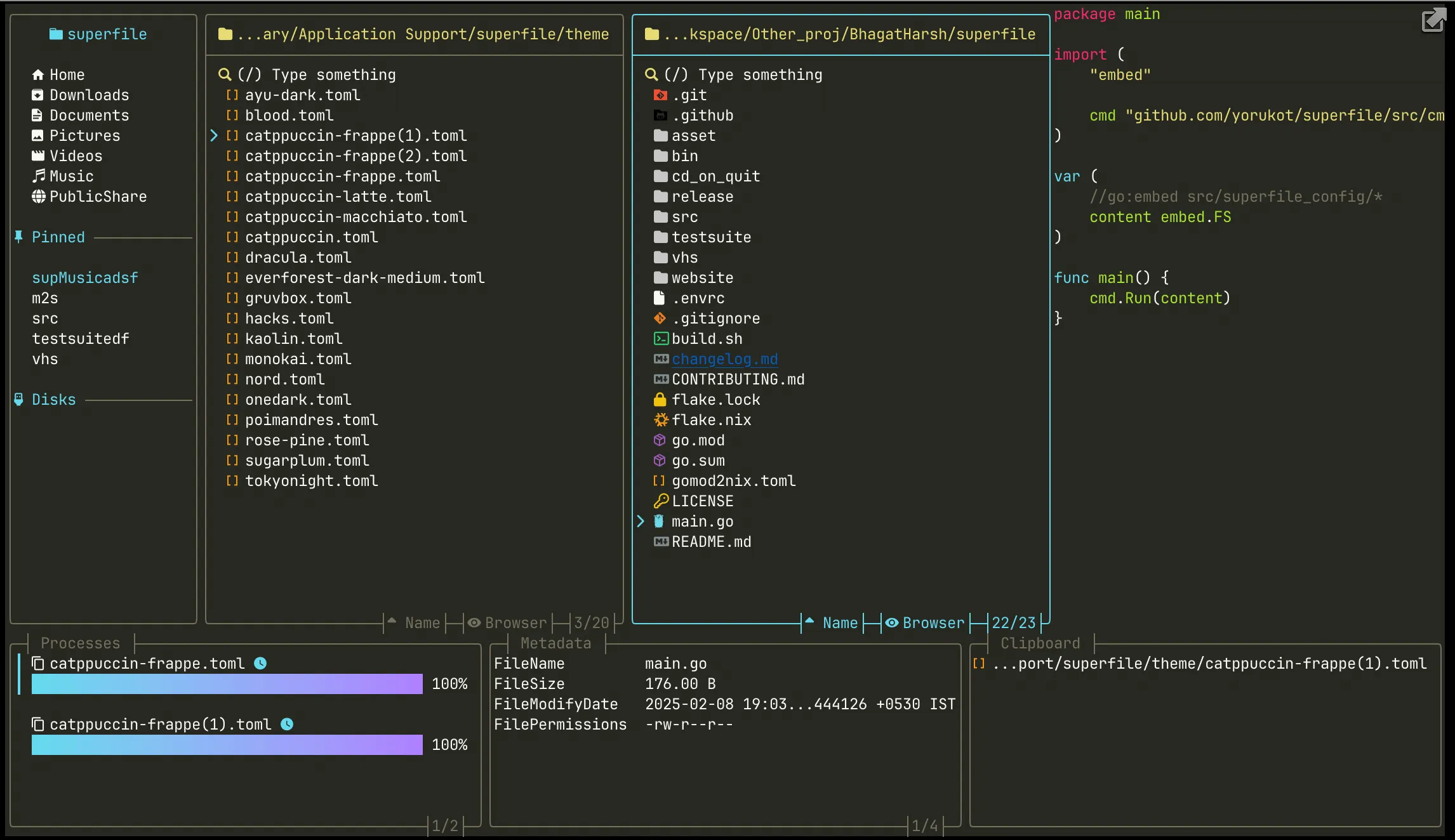 Monokai theme preview showing classic dark syntax highlighting colors
